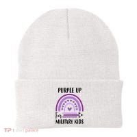 Military Purple Up Rainbow Heart Beanie thumb 0