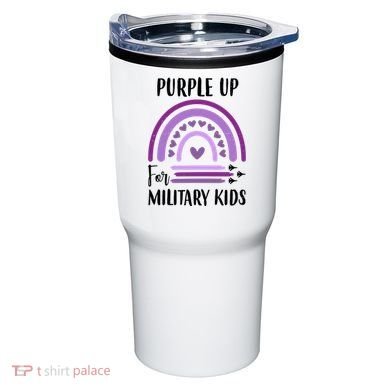 Military Purple Up Rainbow Heart Tumbler