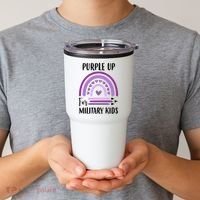 Military Purple Up Rainbow Heart Tumbler thumb 2
