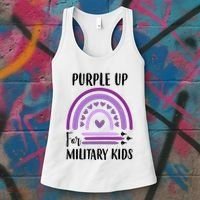 Military Purple Up Rainbow Heart Women's Tank Top thumb 3