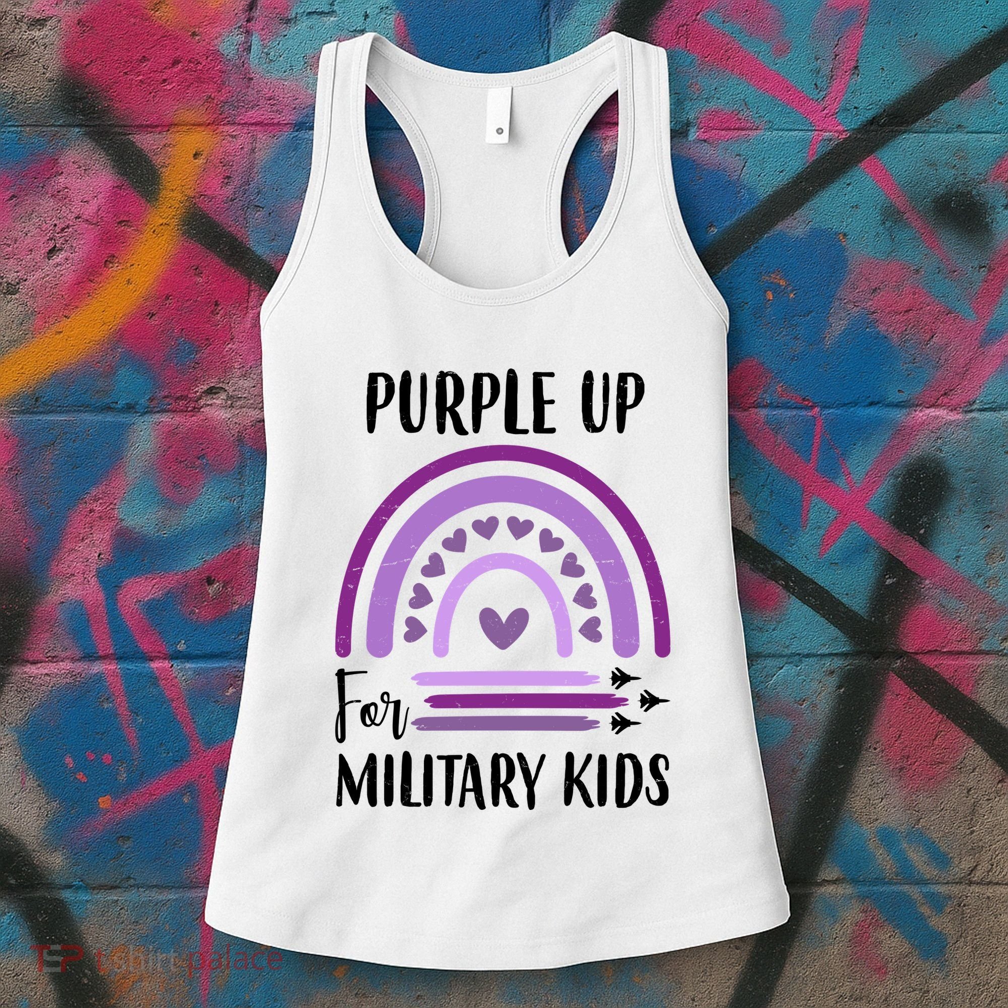 Military Purple Up Rainbow Heart Women's Tank Top