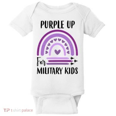 Military Purple Up Rainbow Heart Baby Bodysuit