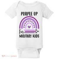 Military Purple Up Rainbow Heart Baby Bodysuit thumb 0