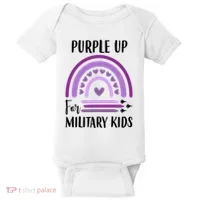Military Purple Up Rainbow Heart Baby Bodysuit thumb 0