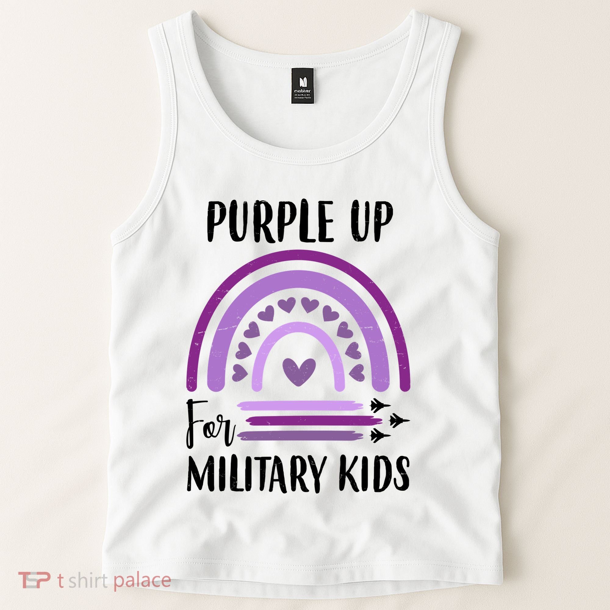Military Purple Up Rainbow Heart Tank Top