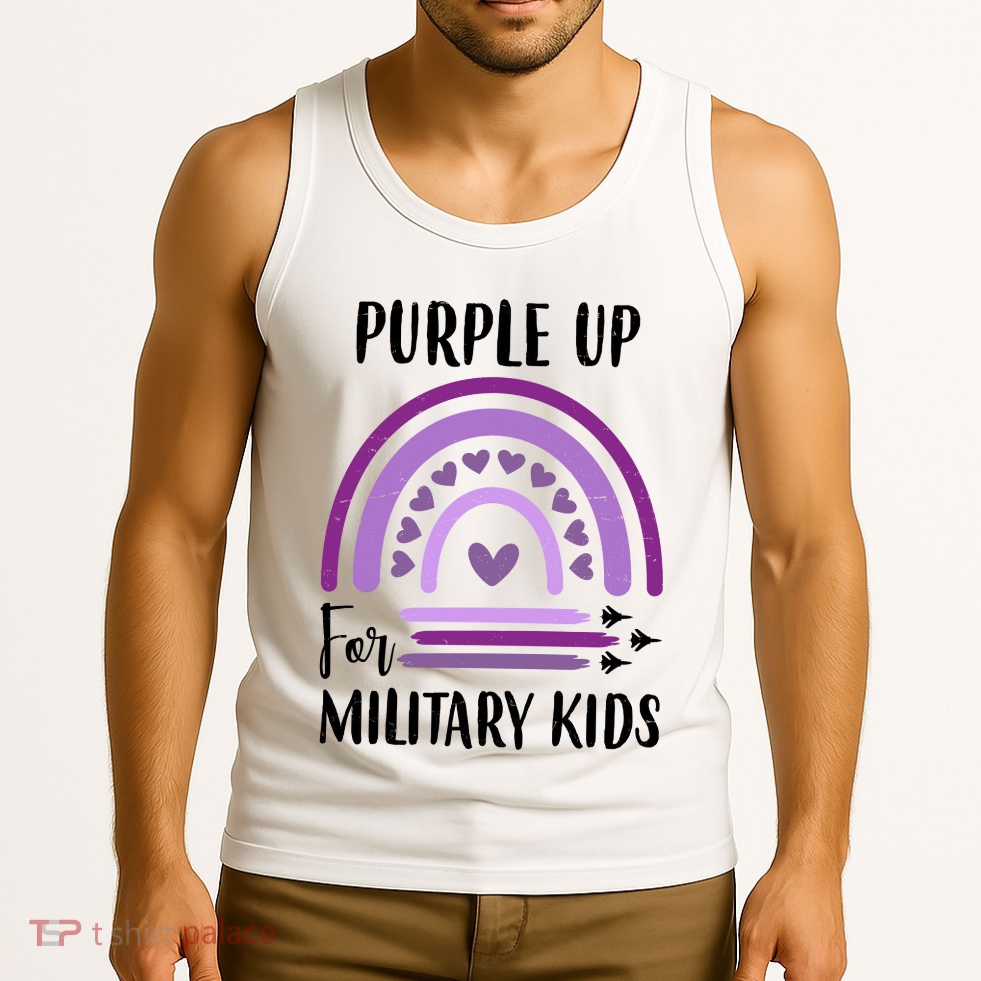 Military Purple Up Rainbow Heart Tank Top