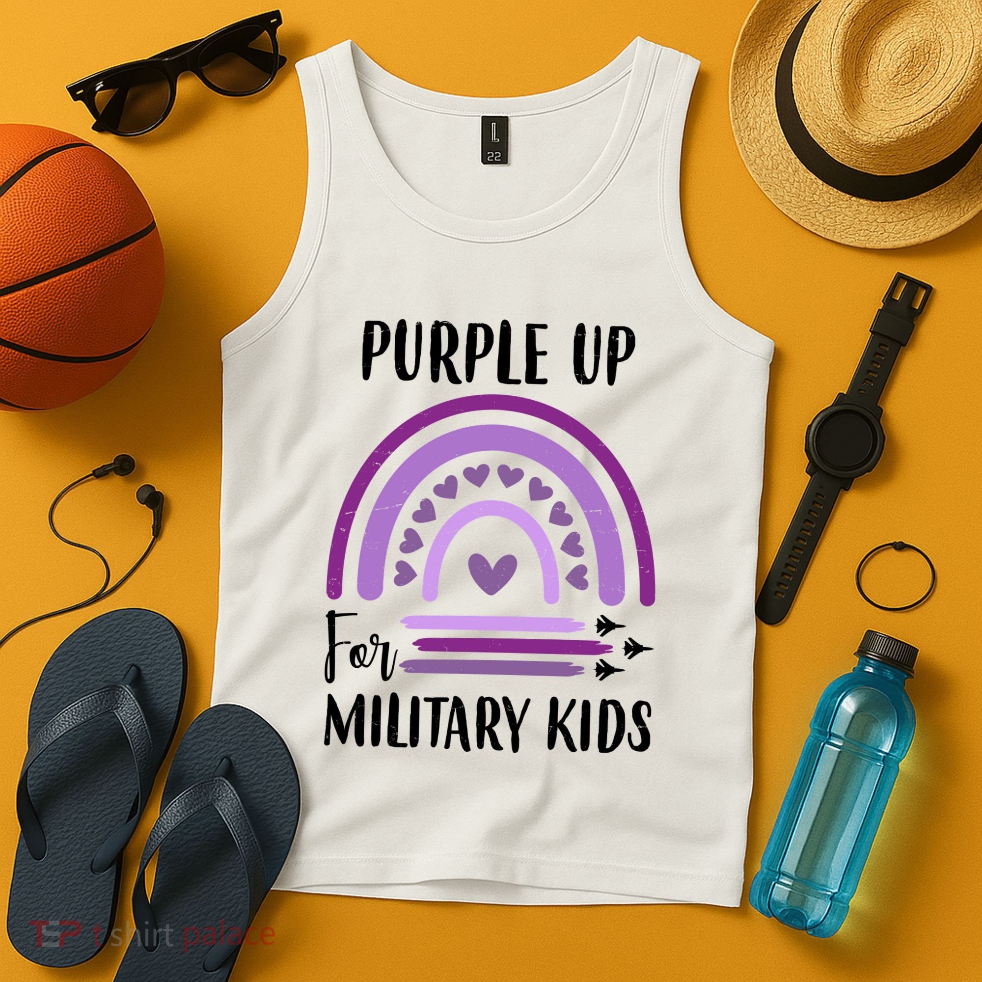 Military Purple Up Rainbow Heart Tank Top