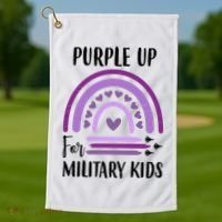 Military Purple Up Rainbow Heart Golf Towel thumb 1