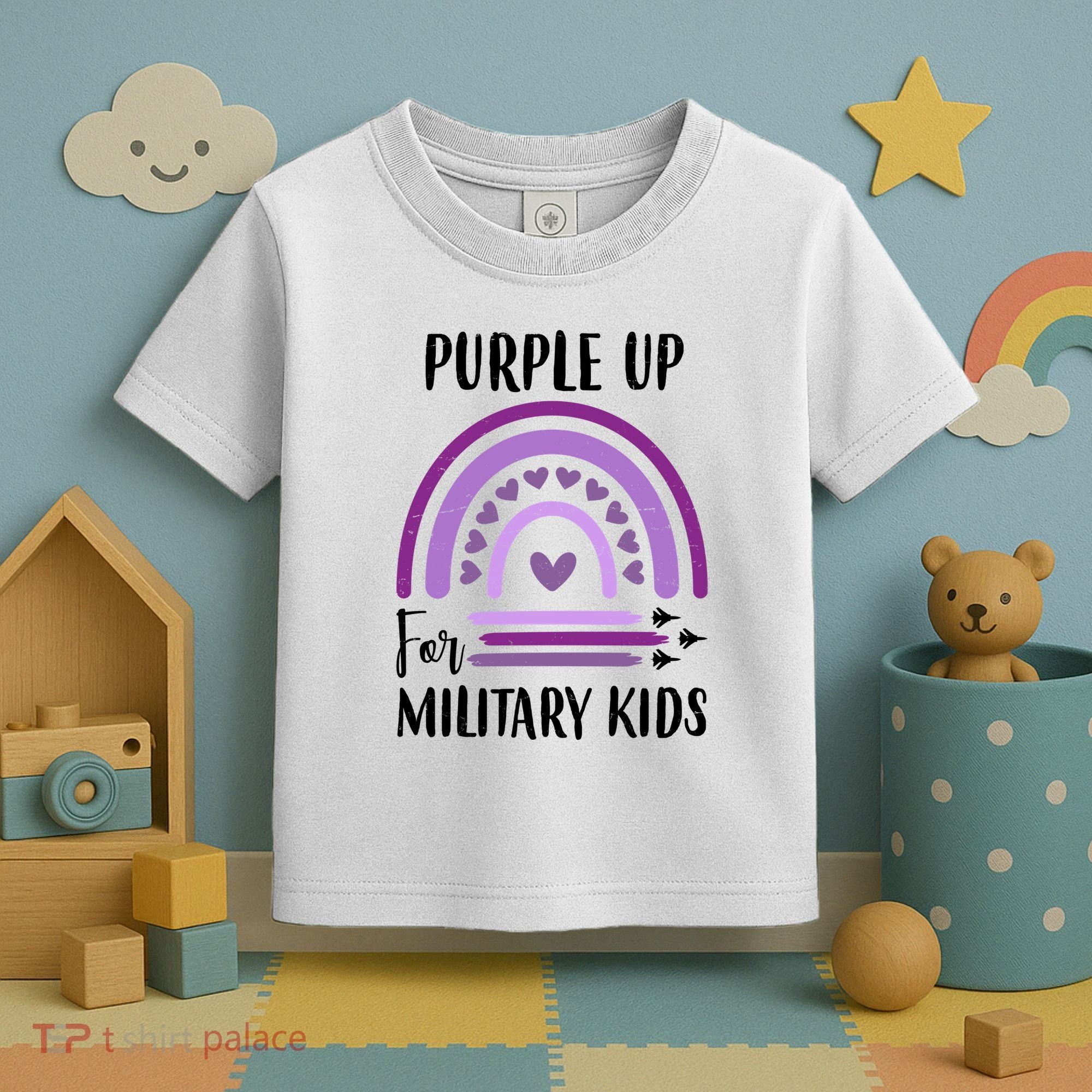 Military Purple Up Rainbow Heart Toddler T-Shirt