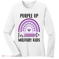 Military Purple Up Rainbow Heart Women's Long Sleeve Shirt thumb 0