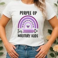 Military Purple Up Rainbow Heart Women's T-Shirt thumb 2