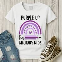 Military Purple Up Rainbow Heart Women's T-Shirt thumb 3