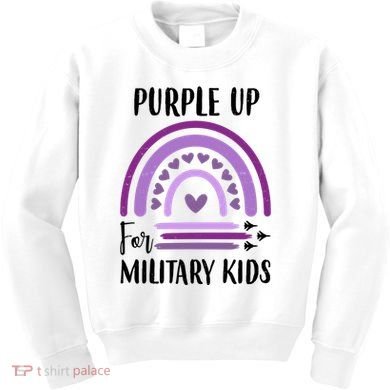 Military Purple Up Rainbow Heart Kids Sweatshirt