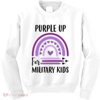 Military Purple Up Rainbow Heart Kids Sweatshirt thumb 0