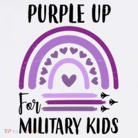 Military Purple Up Rainbow Heart Kids Sweatshirt thumb 2