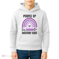 Military Purple Up Rainbow Heart Kids Hoodie thumb 4
