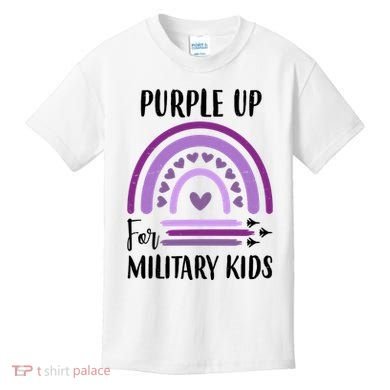 Military Purple Up Rainbow Heart Kids T-Shirt