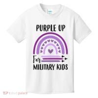 Military Purple Up Rainbow Heart Kids T-Shirt thumb 0