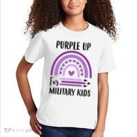 Military Purple Up Rainbow Heart Kids T-Shirt thumb 2