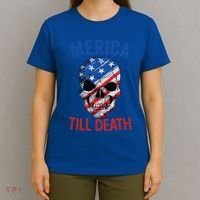 Merica Patriotic Usa Skull American Flag 4th Of July Gift T-Shirt thumb 4