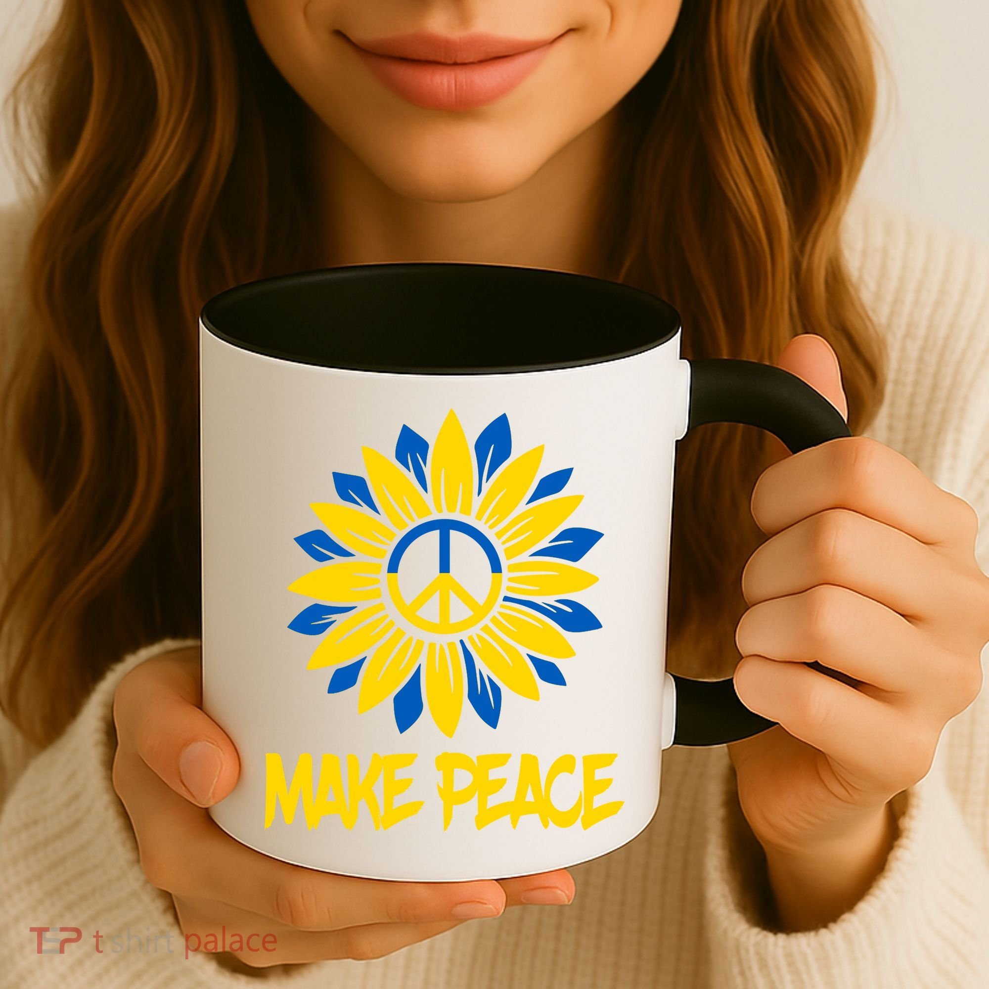 Make Peace Ukraine Strong Sunflower Coffee Mug