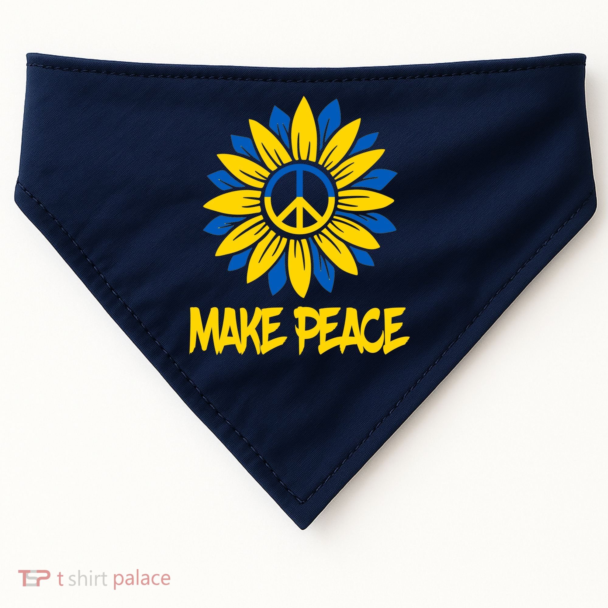 Make Peace Ukraine Strong Sunflower USA-Made Doggie Bandana