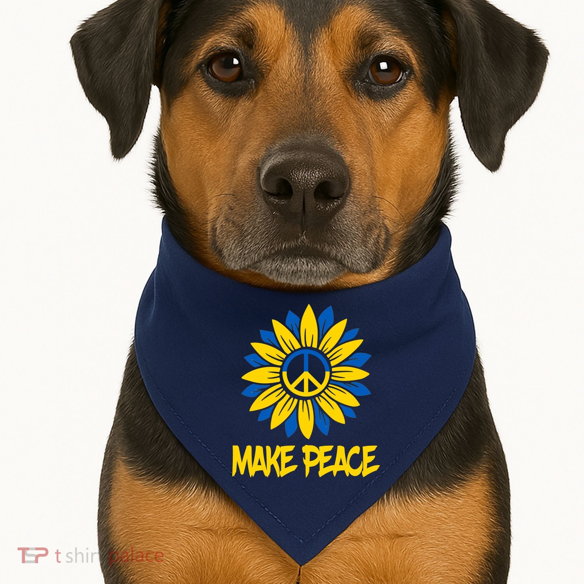 Make Peace Ukraine Strong Sunflower USA-Made Doggie Bandana