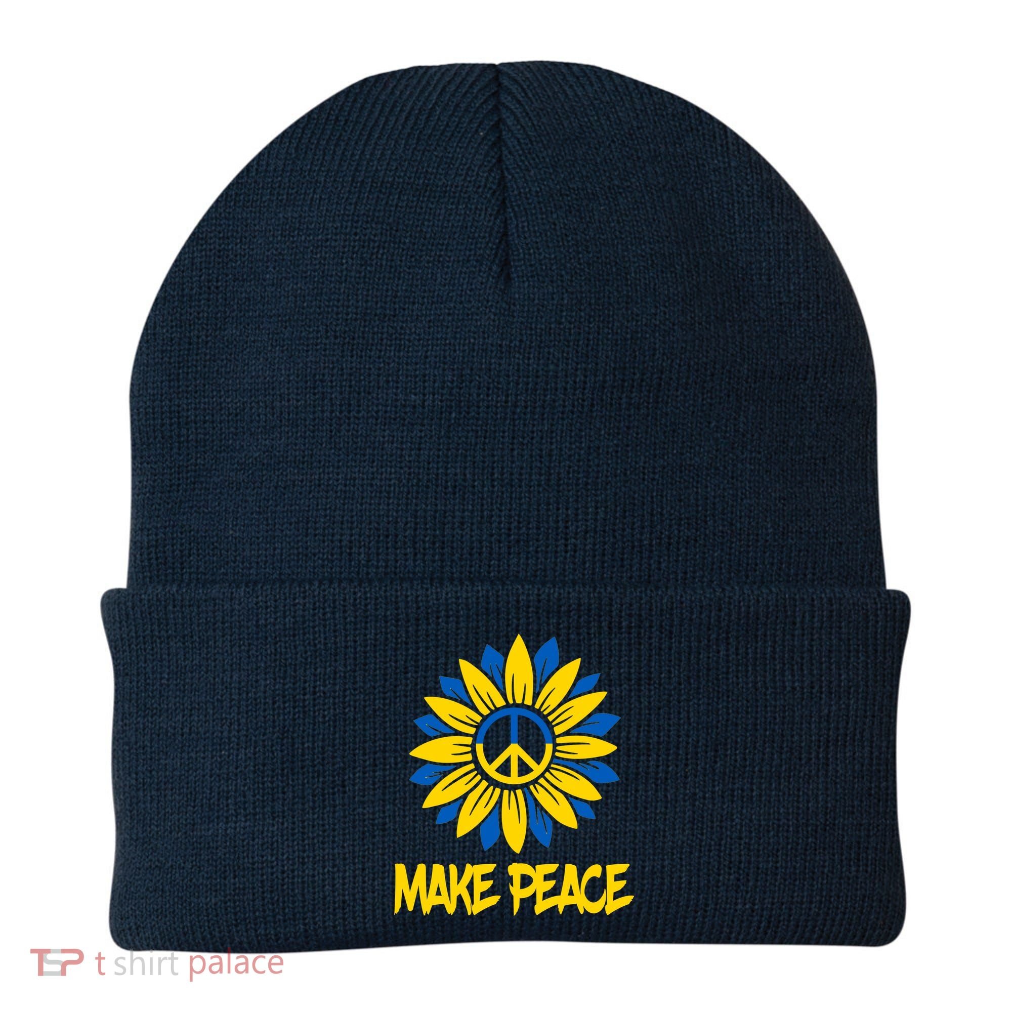 Make Peace Ukraine Strong Sunflower Beanie