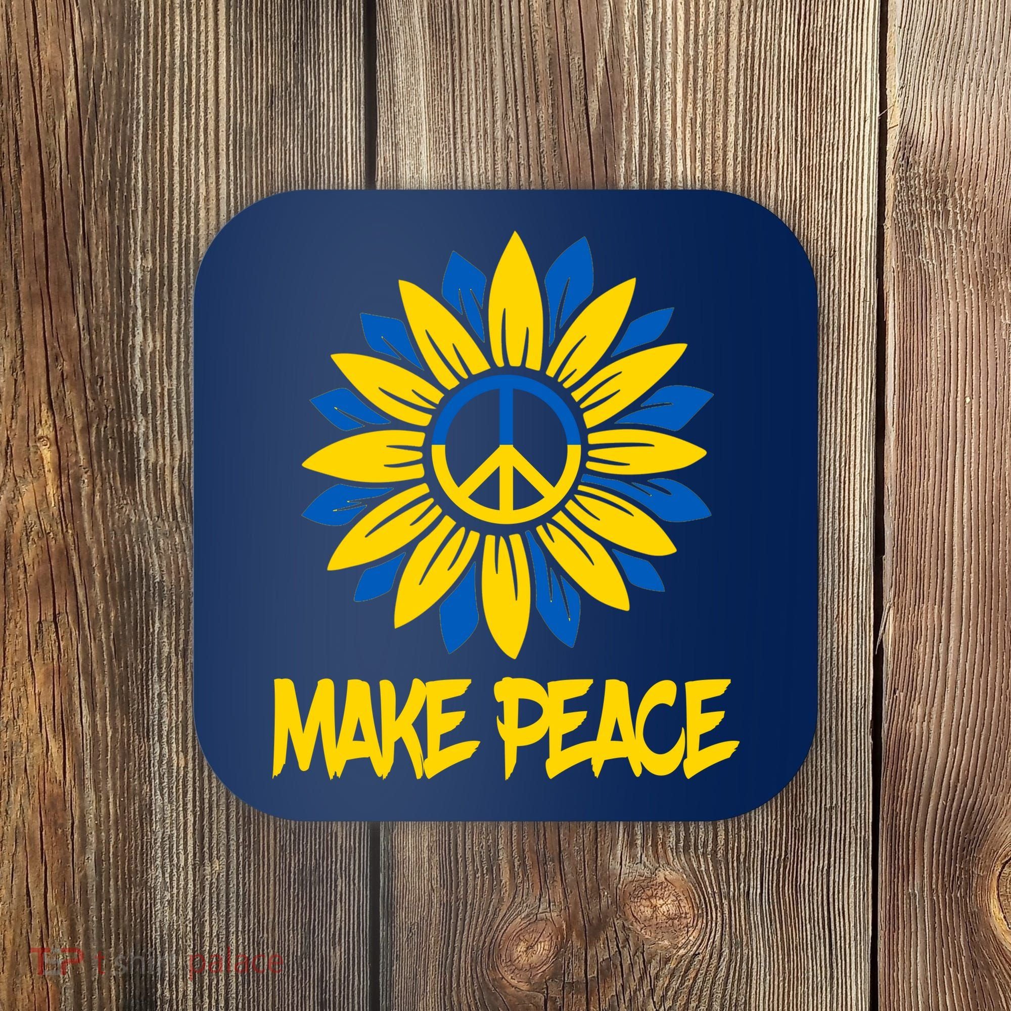 Make Peace Ukraine Strong Sunflower Coaster