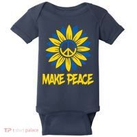 Make Peace Ukraine Strong Sunflower Baby Bodysuit thumb 0