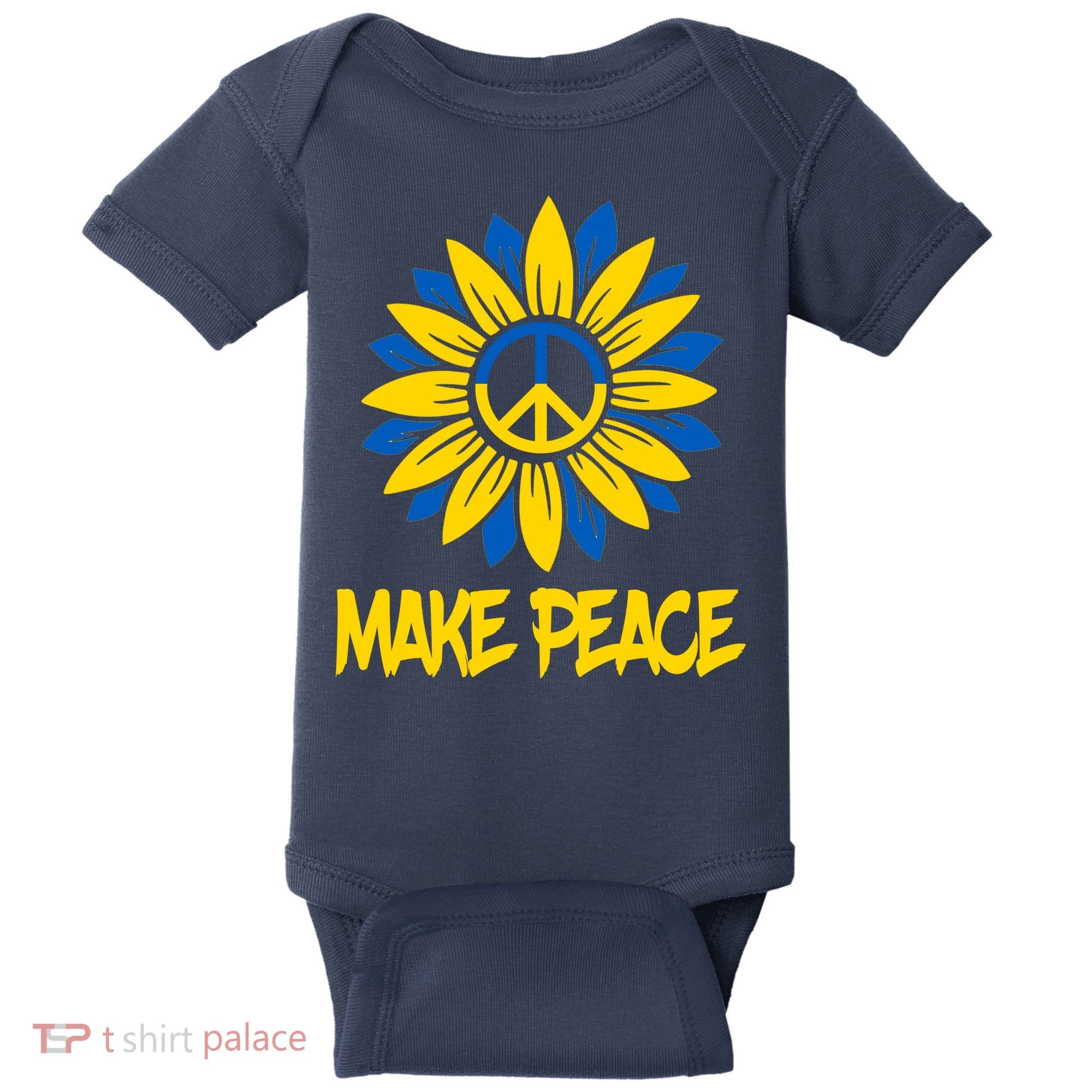 Make Peace Ukraine Strong Sunflower Baby Bodysuit