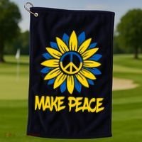 Make Peace Ukraine Strong Sunflower Golf Towel thumb 1
