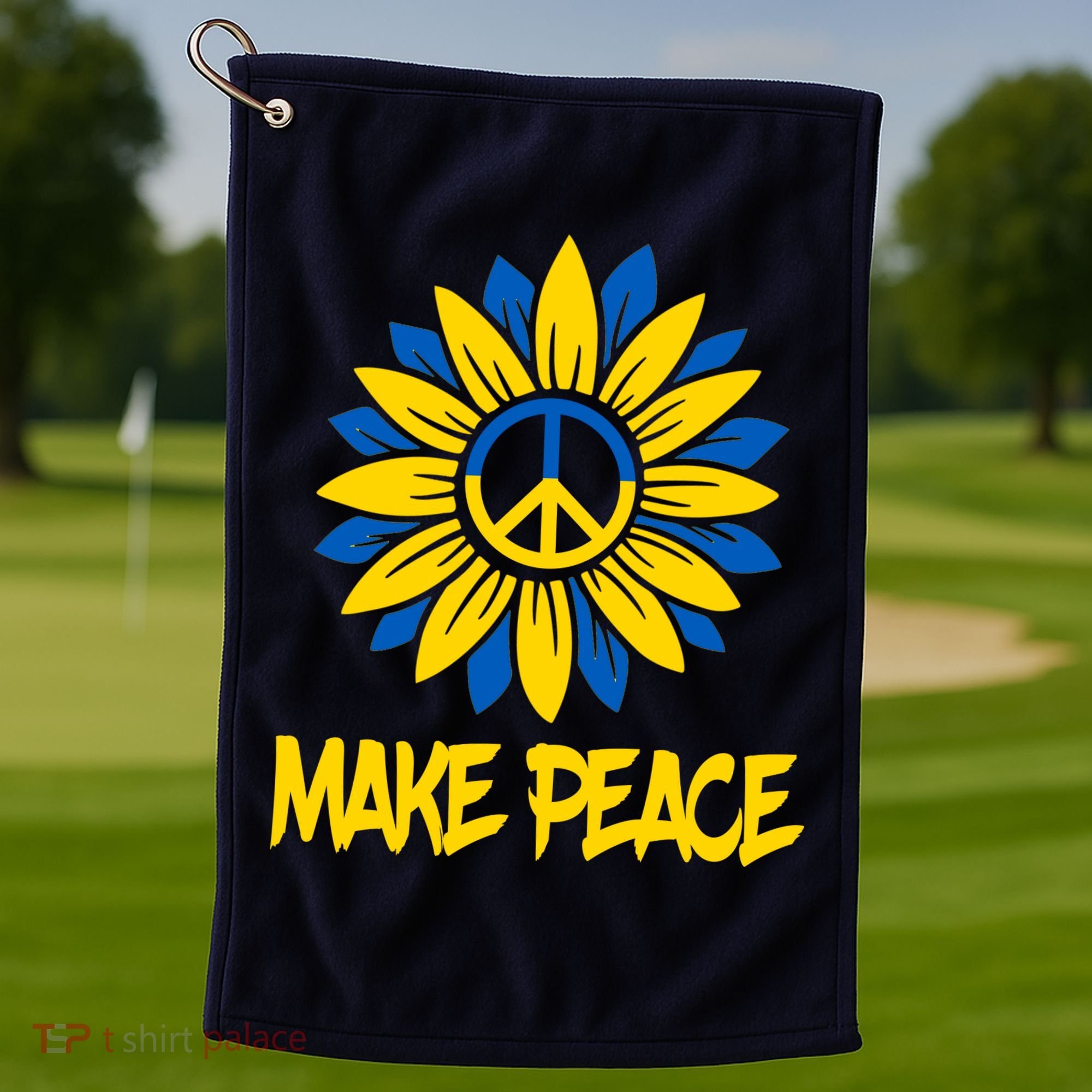 Make Peace Ukraine Strong Sunflower Golf Towel