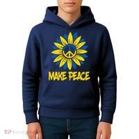 Make Peace Ukraine Strong Sunflower Kids Hoodie thumb 4