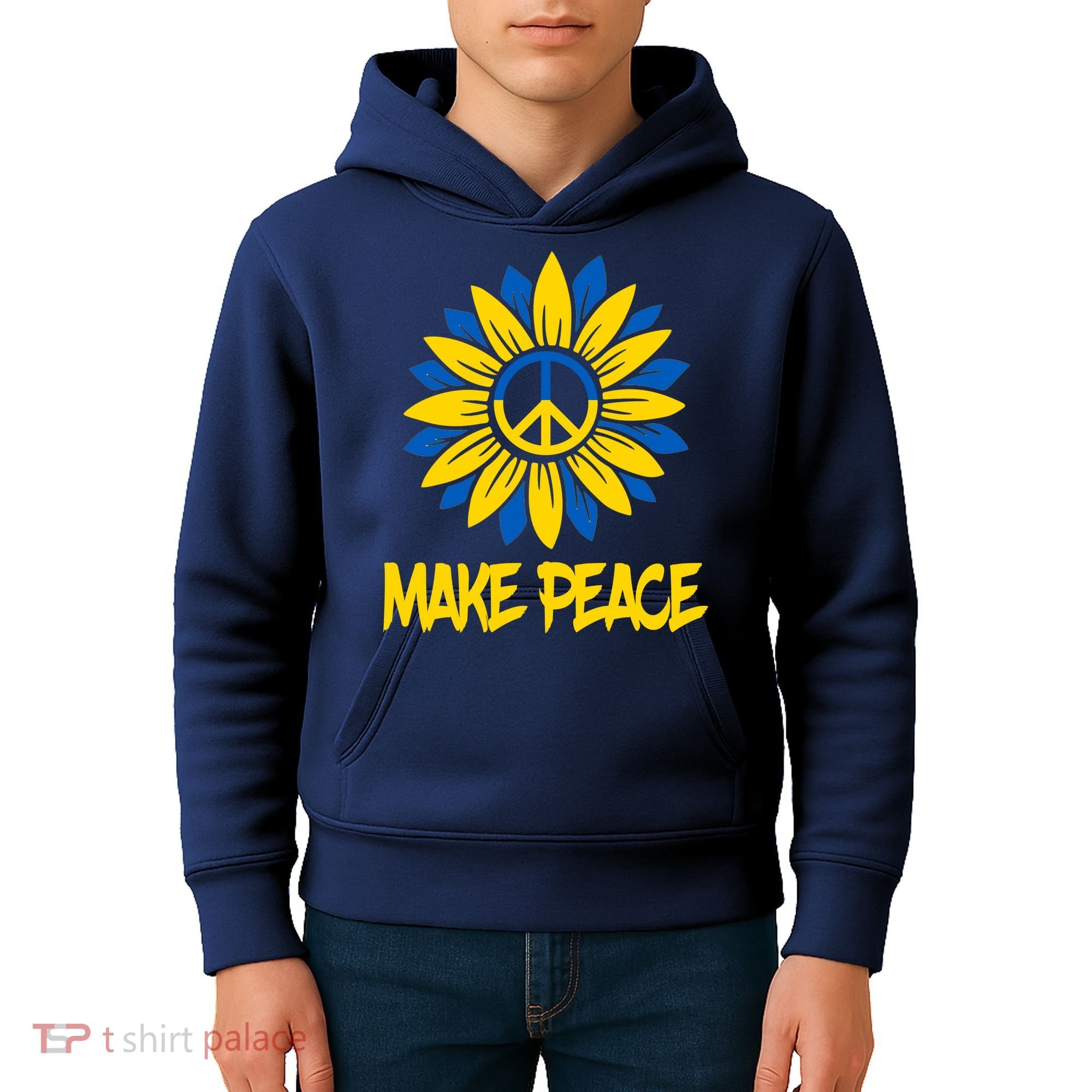 Make Peace Ukraine Strong Sunflower Kids Hoodie