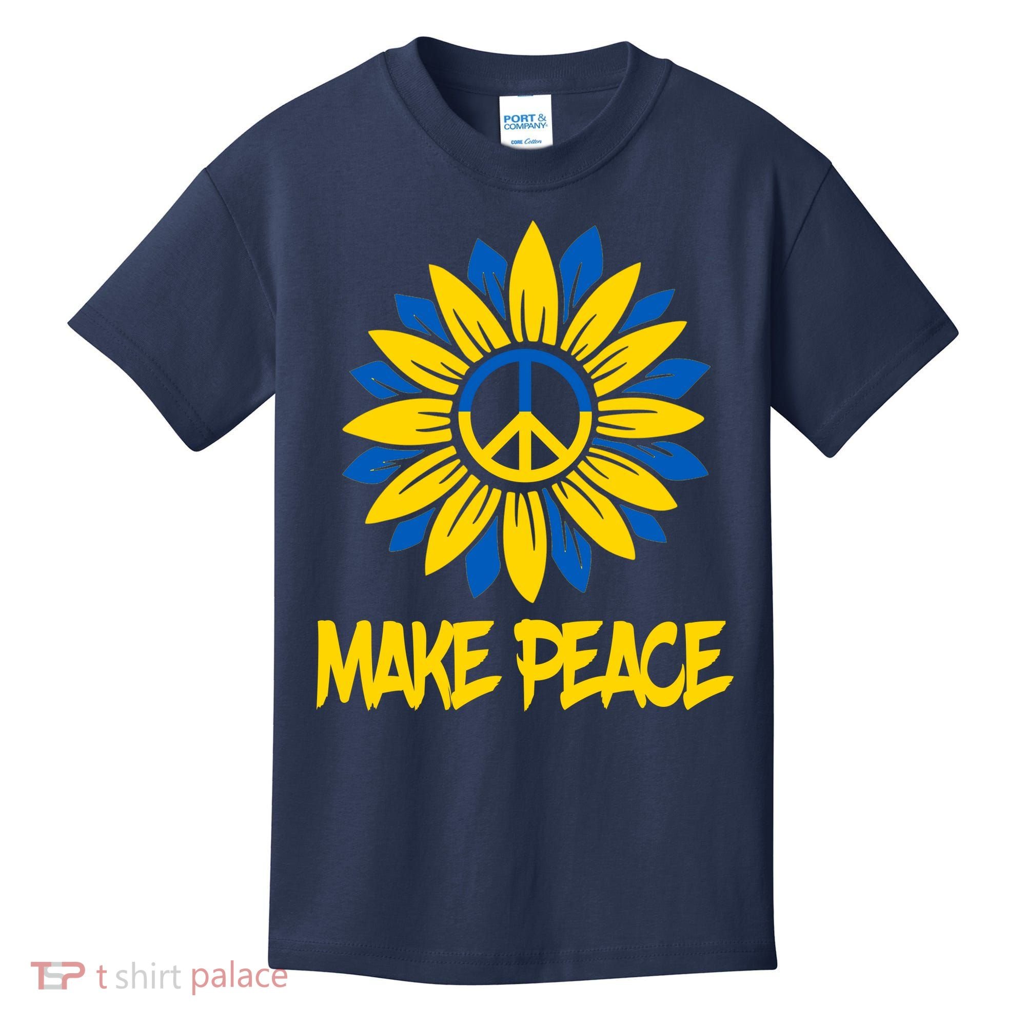 Make Peace Ukraine Strong Sunflower Kids T-Shirt
