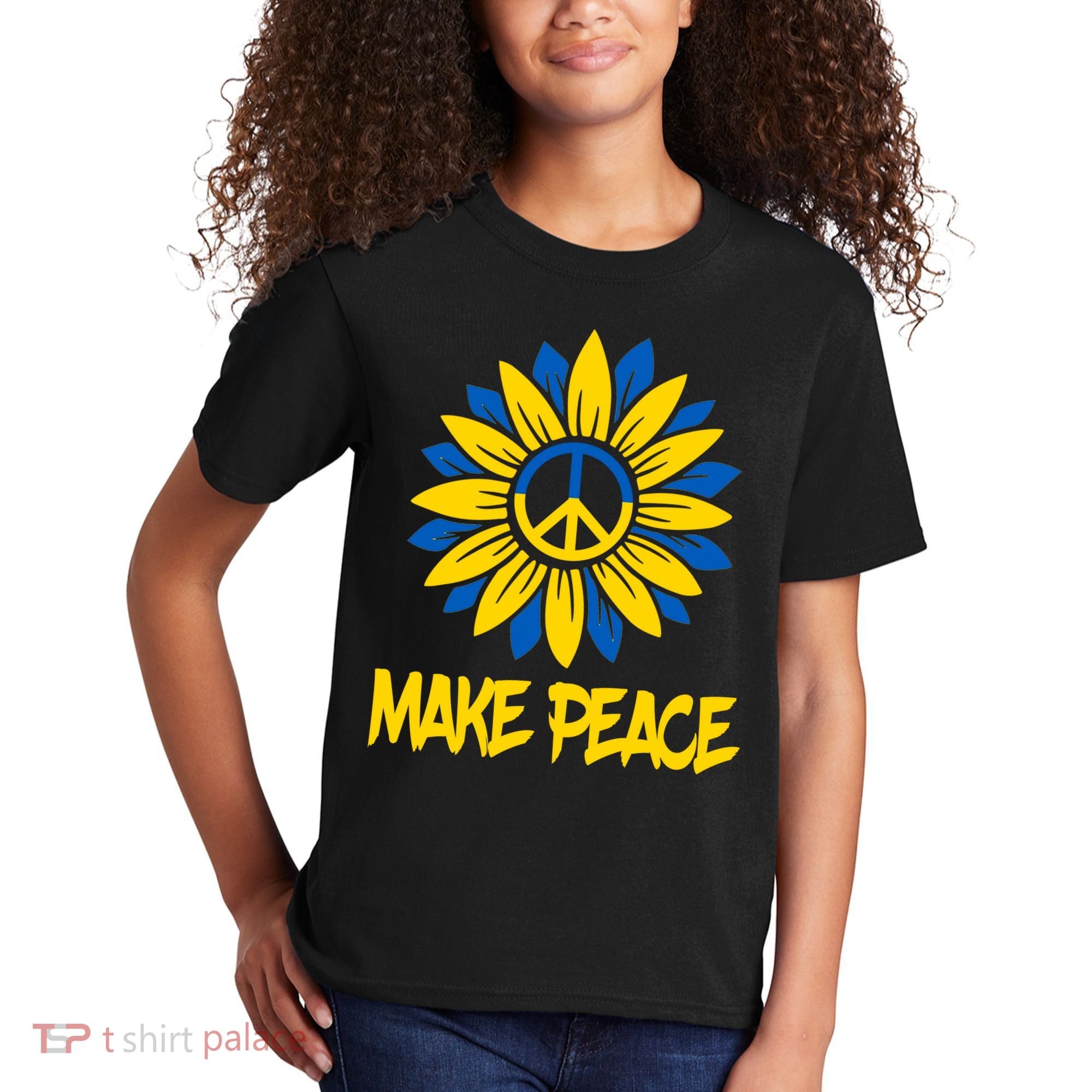 Make Peace Ukraine Strong Sunflower Kids T-Shirt