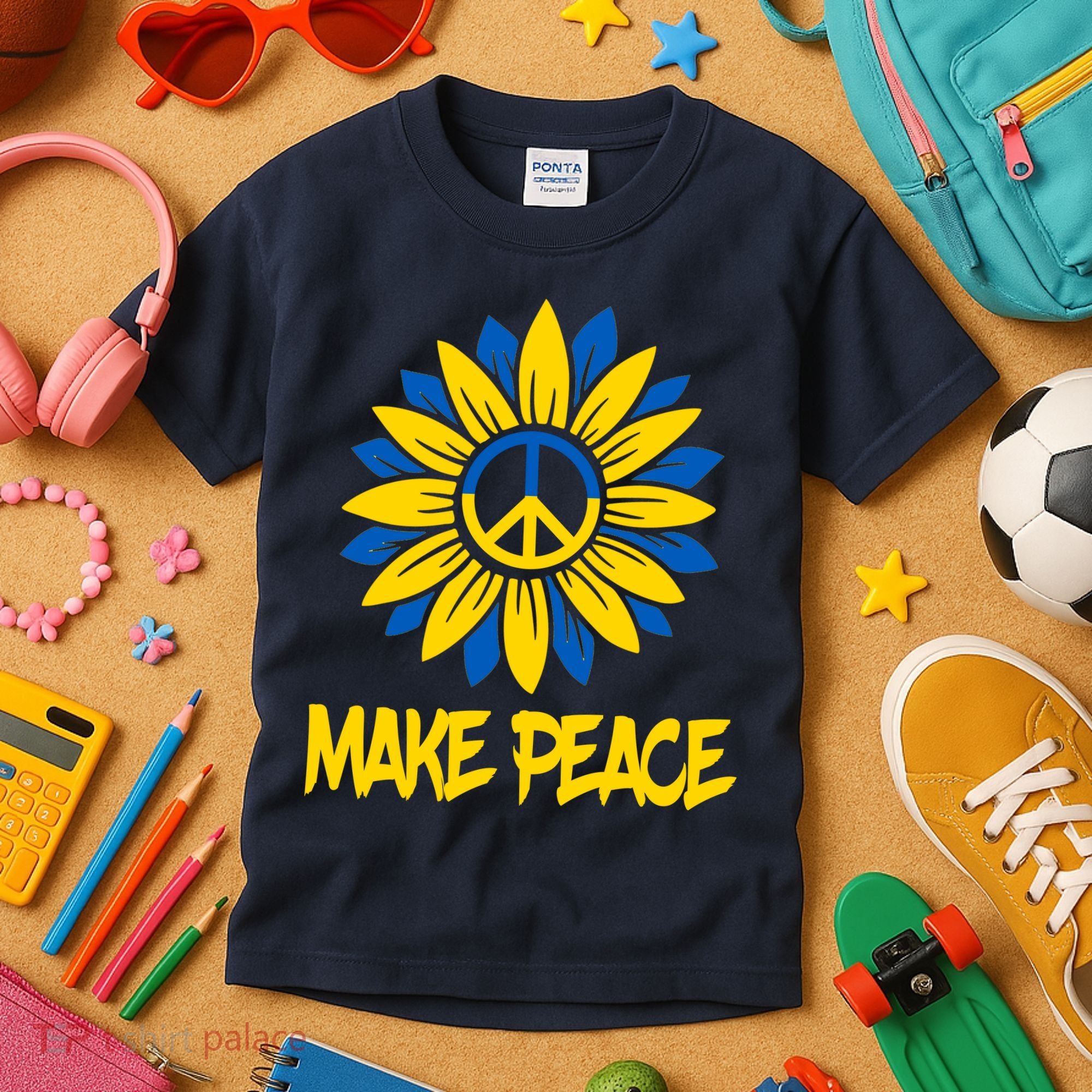 Make Peace Ukraine Strong Sunflower Kids T-Shirt