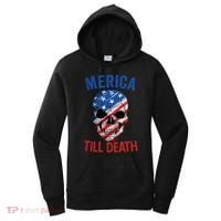 Merica Patriotic Usa Skull American Flag 4th Of July Great Gift Women's Hoodie thumb 0