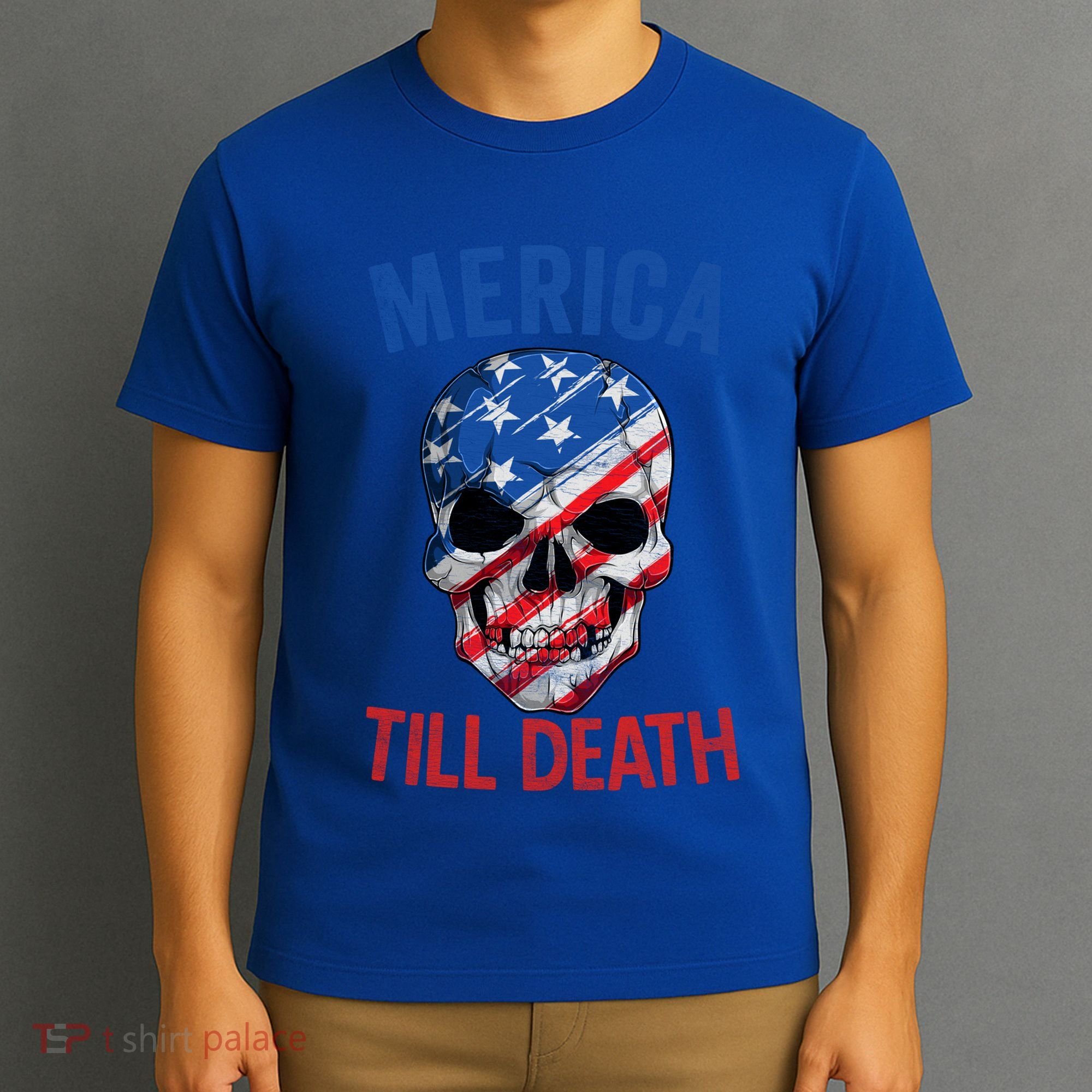 Merica Patriotic Usa Skull American Flag 4th Of July Great Gift T-Shirt