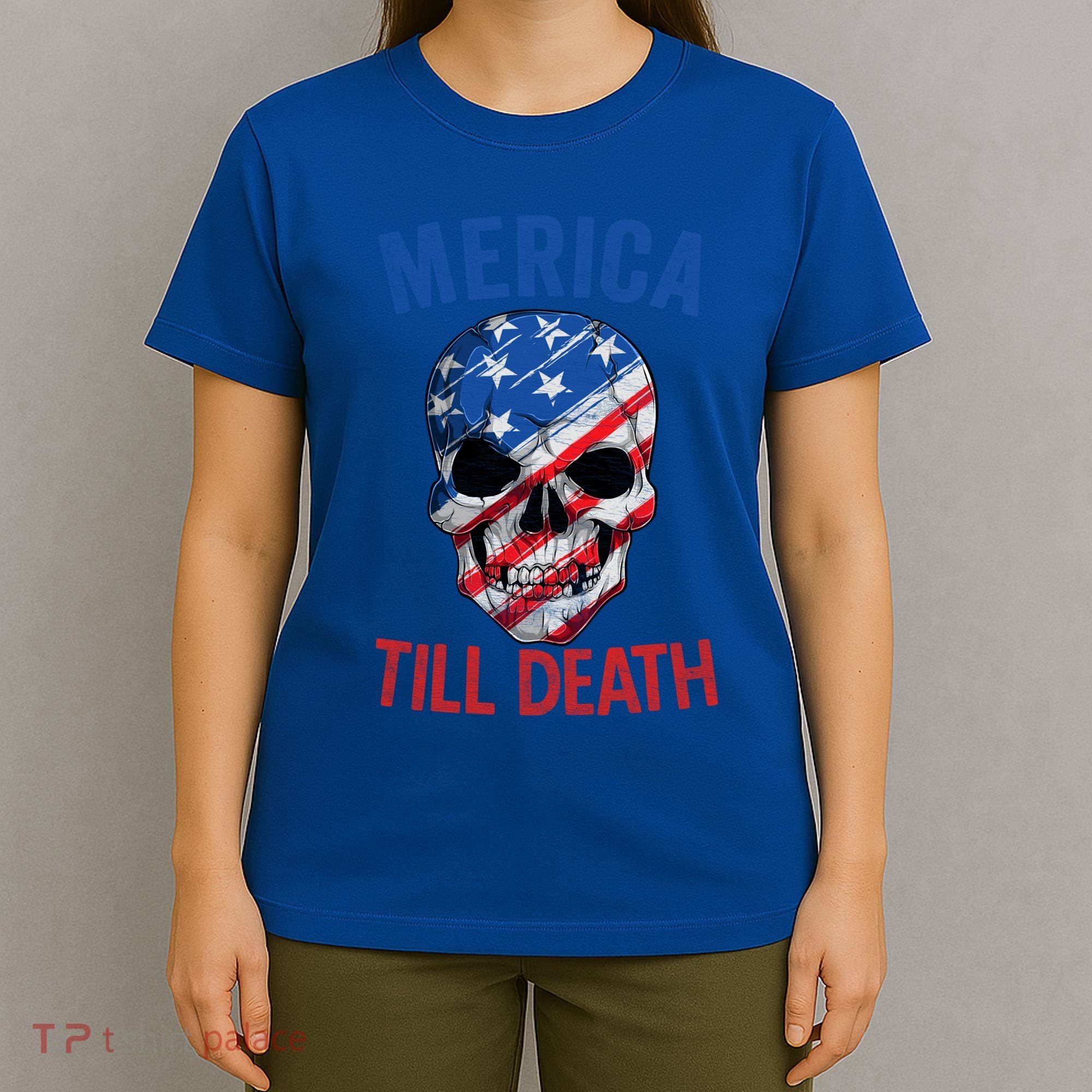 Merica Patriotic Usa Skull American Flag 4th Of July Great Gift T-Shirt