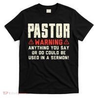 Mens Pastor Warning Sermon Funny Christian Preacher Minister T-Shirt thumb 0