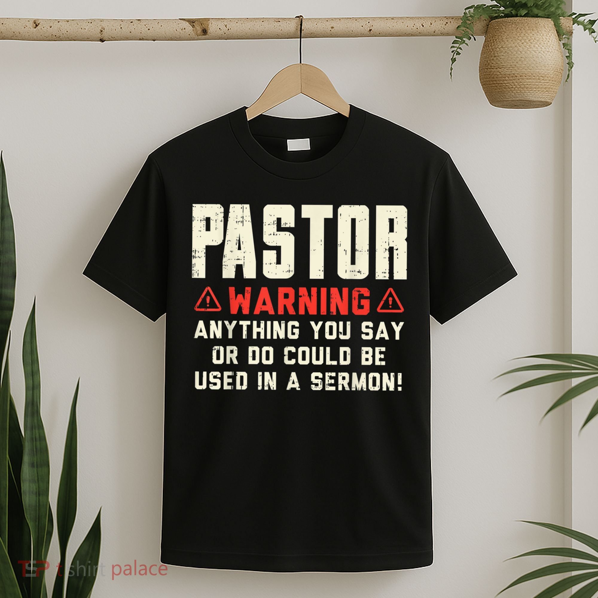 Mens Pastor Warning Sermon Funny Christian Preacher Minister T-Shirt