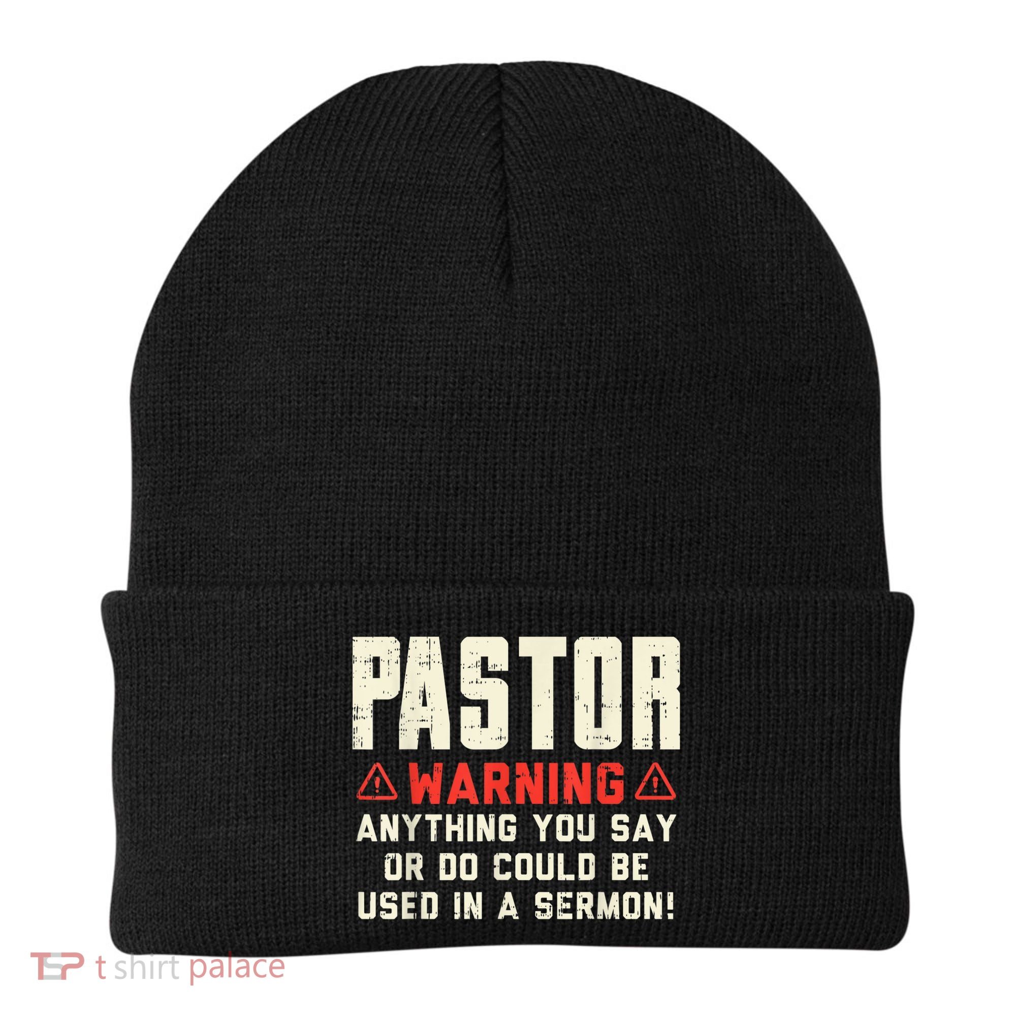 Mens Pastor Warning Sermon Funny Christian Preacher Minister Beanie