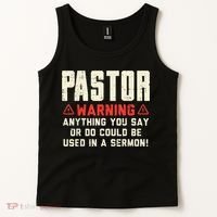 Mens Pastor Warning Sermon Funny Christian Preacher Minister Tank Top thumb 2