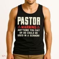 Mens Pastor Warning Sermon Funny Christian Preacher Minister Tank Top thumb 3