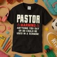 Mens Pastor Warning Sermon Funny Christian Preacher Minister Kids T-Shirt thumb 3