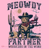 Meowdy Partner Whiskers In The Wind Humor Cool Cowboy Cat Coaster thumb 2