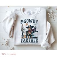 Meowdy Partner Whiskers In The Wind Humor Cool Cowboy Cat Sweatshirt thumb 2