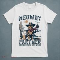 Meowdy Partner Whiskers In The Wind Humor Cool Cowboy Cat T-Shirt thumb 5